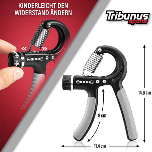 Produktfoto vom Handtrainer in Form einer Infografik