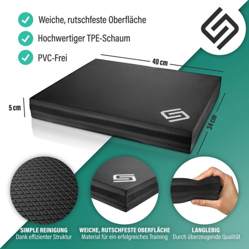 Produktfoto vom Balance Pad in Form einer Infografik