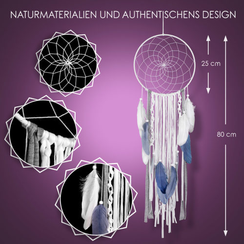 Produktfoto vom Traumfänger in Form einer Infografik