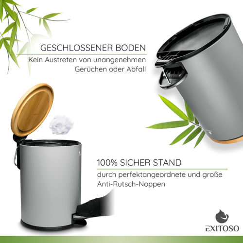Produktfoto vom Mülleimer in Form einer Infografik