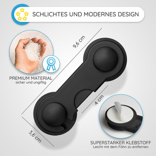 Produktfoto von einer Kindersicherung in Form einer Infografik