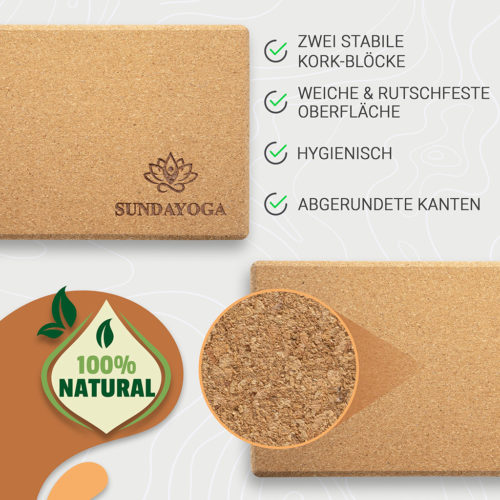 Produktfoto vom Yoga Block in Form einer Infografik